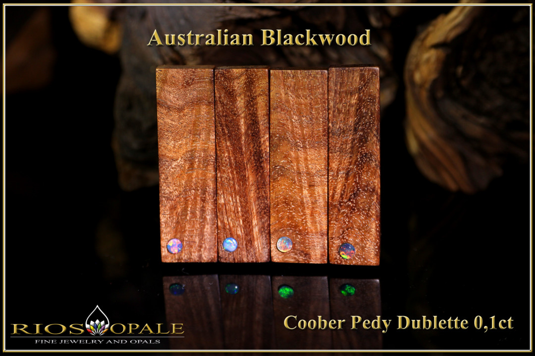 1 pcs. Australian Blackwood - Coober Pedy Opal Doublet Pendant